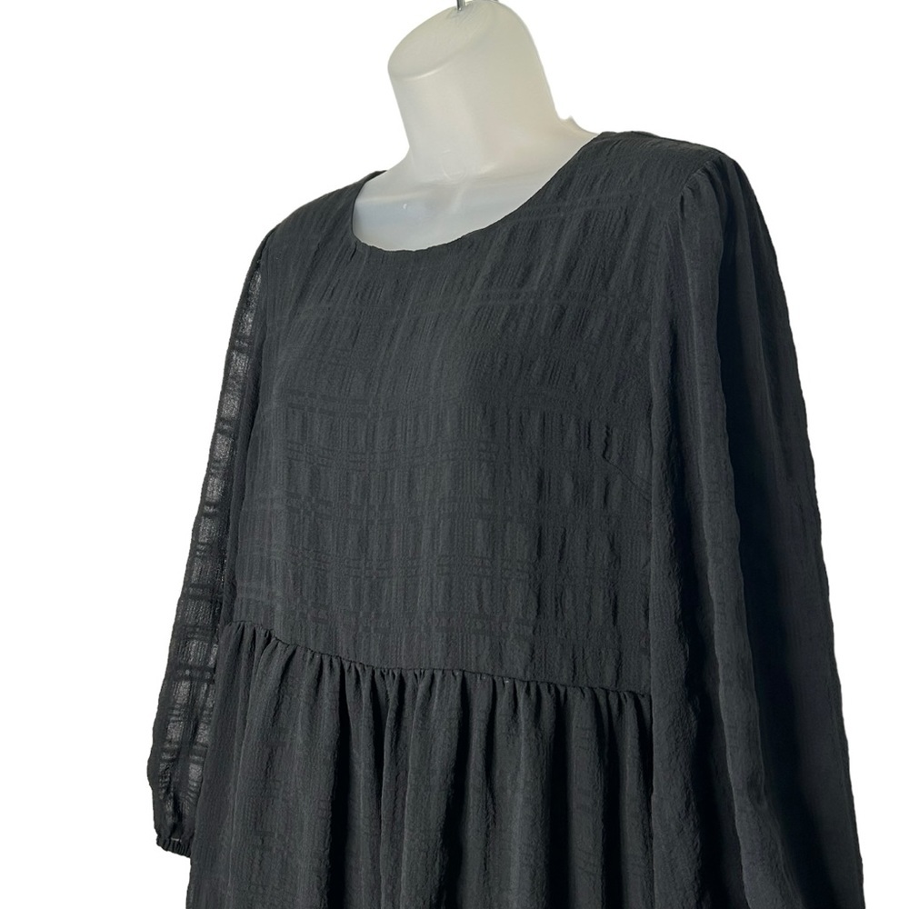 MADEWELL Size 14 NWT Black Puff Sleeve Ruffle Hem Tiered Mini Dress‎ - Picture 5 of 11